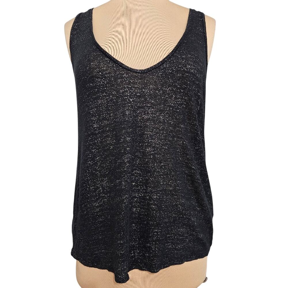Zadig & Voltaire Black Linen Sheer Racerback Tank Top Butterfly Y2K Gothcore